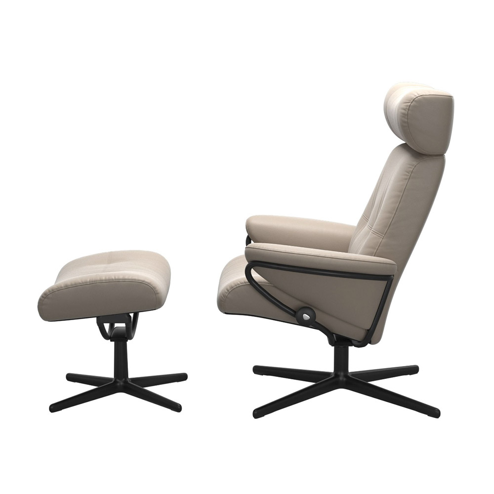EKORNES(エコーネス)リクライニングチェア「ストレスレス ベルリン(M)クロス ヘッドレスト付ローバック」オットマン付 革#パロマ 全2色
