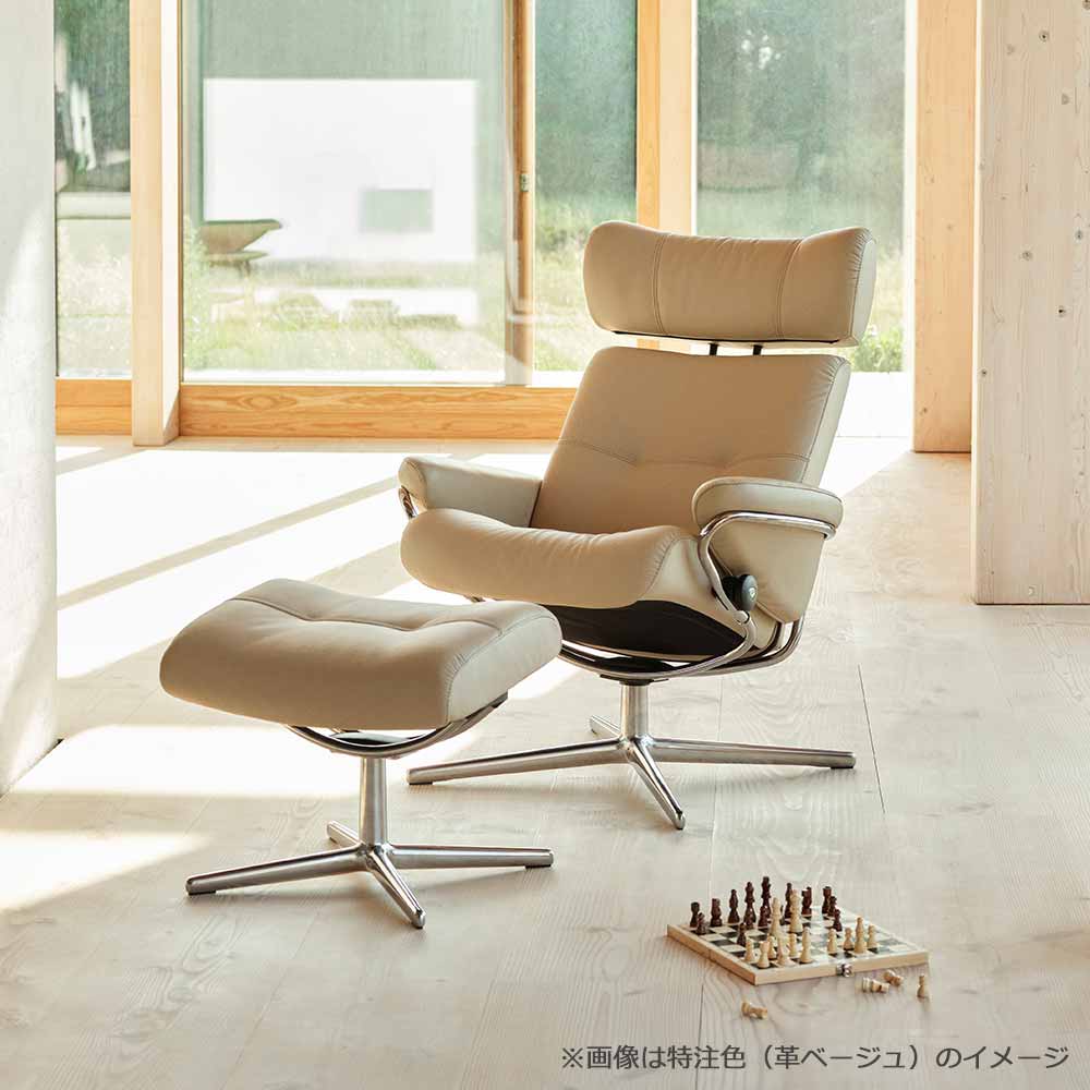 EKORNES(エコーネス)リクライニングチェア「ストレスレス ベルリン(M)クロス ヘッドレスト付ローバック」オットマン付 革#パロマ 全2色