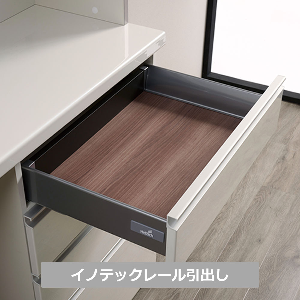 Pamouna(パモウナ)キッチンカウンター「KJ」レギュラーカウンター 家電収納向かって左 パールホワイト 幅2サイズ(100cm・120cm)奥行2サイズ(50cm・44.5cm)下台:家電収納一体型