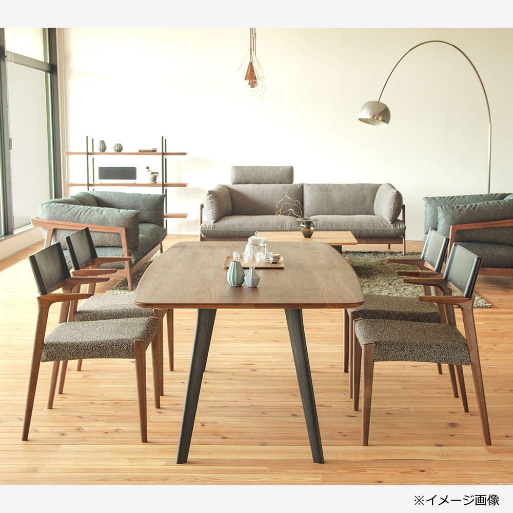ダイニングチェア「DC367-1W43 WN-WN-K766/AF914 」半肘付き ウォールナット材 座:布#3-AF914/背:革#2-K766【受注生産品】