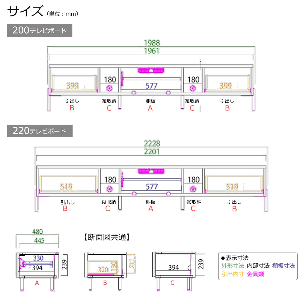 テレビボード「ルーク2」ウォールナット色(WN)全4サイズ【セール対象品のため5%OFF】