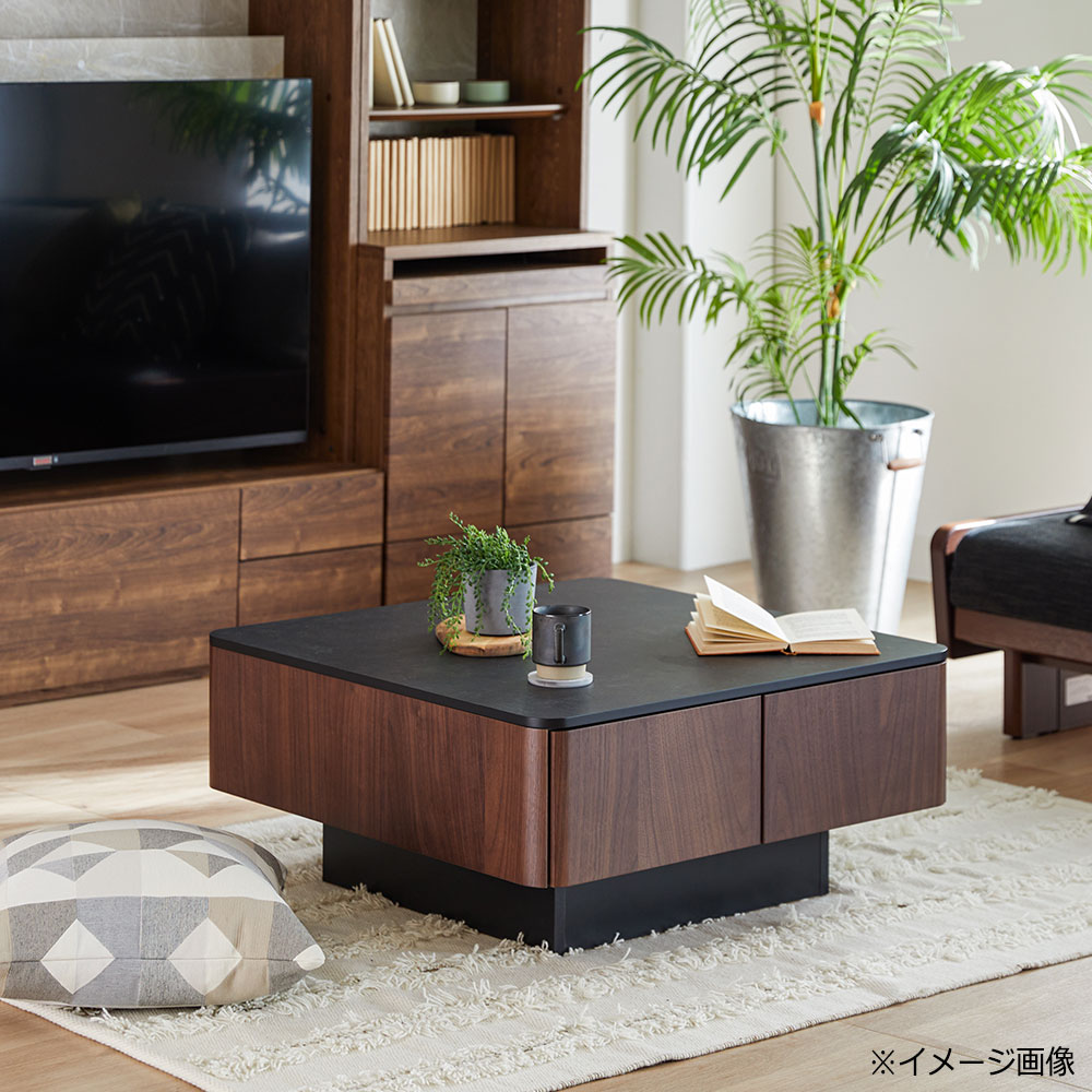 センターテーブル「MLT-211 80」幅80cm WN色 天板メラミン化粧板