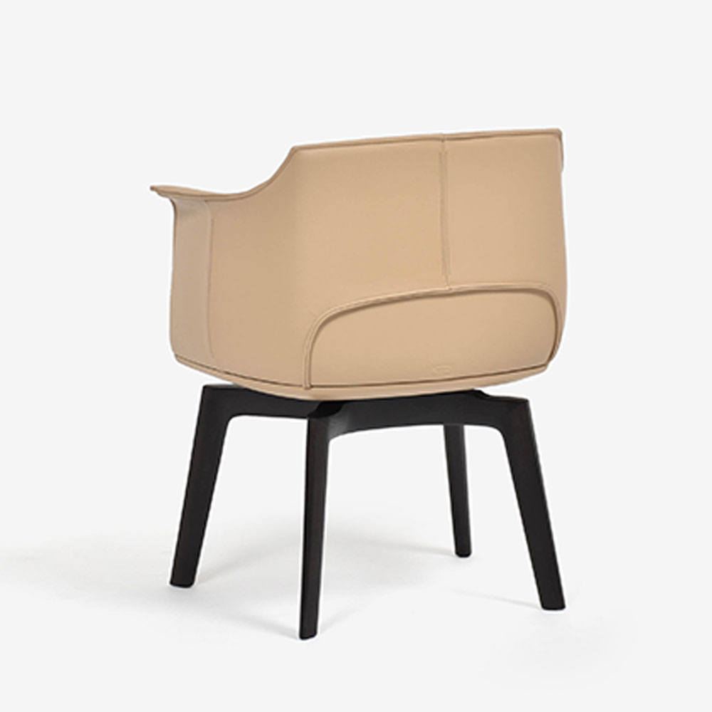 PoltronaFrau(ポルトローナ・フラウ)ダイニングチェア(アーム付き)「アーチボルド」回転タイプ 革サンドベージュ色