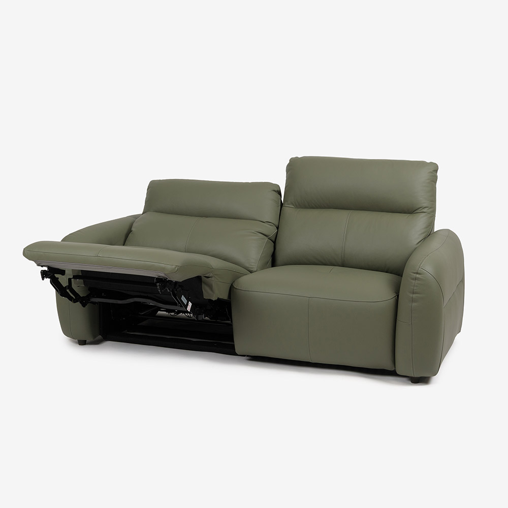 電動リクライニングソファ 3人掛け「L/S Motion 81（エルエスモーション81）」 幅210cm 革#H/S-697E セージグリーン色
