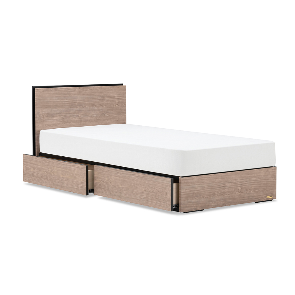 FranceBed(フランスベッド)ベッドフレーム「BG-001 DR」引出しタイプ すのこ床板 コンセント付き アッシュグレー色