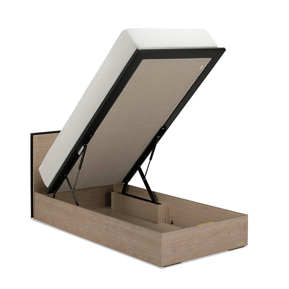 FranceBed(フランスベッド)ベッドフレーム「BG-001 TS」縦型収納(跳ね上げ式)付きタイプ アッシュグレー色 収納深さ全2サイズ