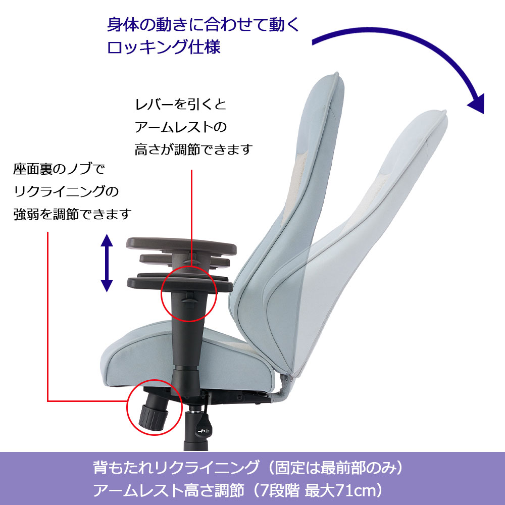 デスクチェア「NOUVEAU ヌーボー KWY」肘付きタイプ コンパクト ネイビー色