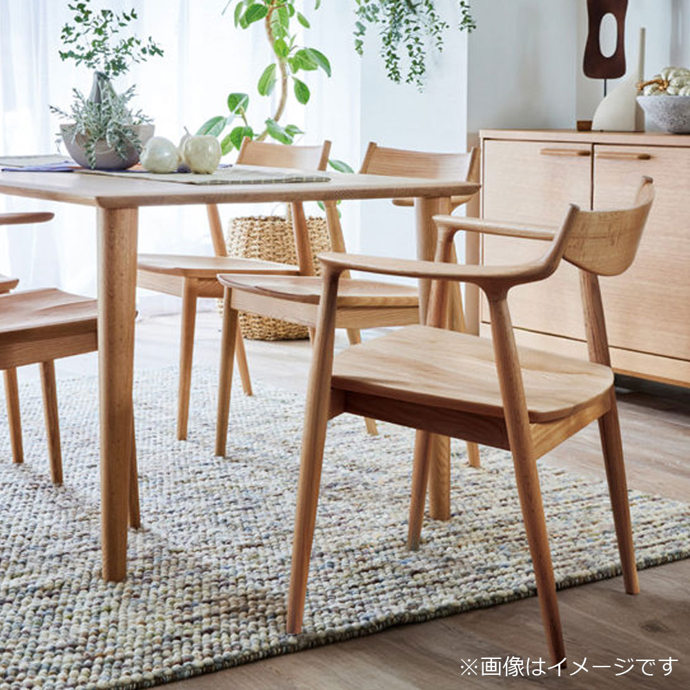 浜本工芸 ダイニングチェア（肘付き）「DA-7804M」板座 オーク材 ナチュラル色［No.7800］