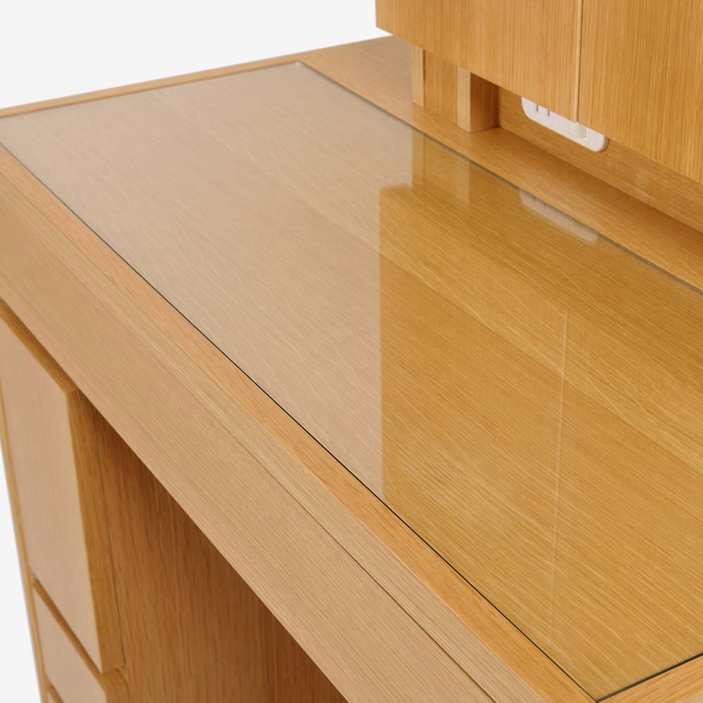 ドレッサー(椅子付き)「ロッシ」半三面 幅75cm LEDライト付き 木部全2色 椅子張地全4色【受注生産品】