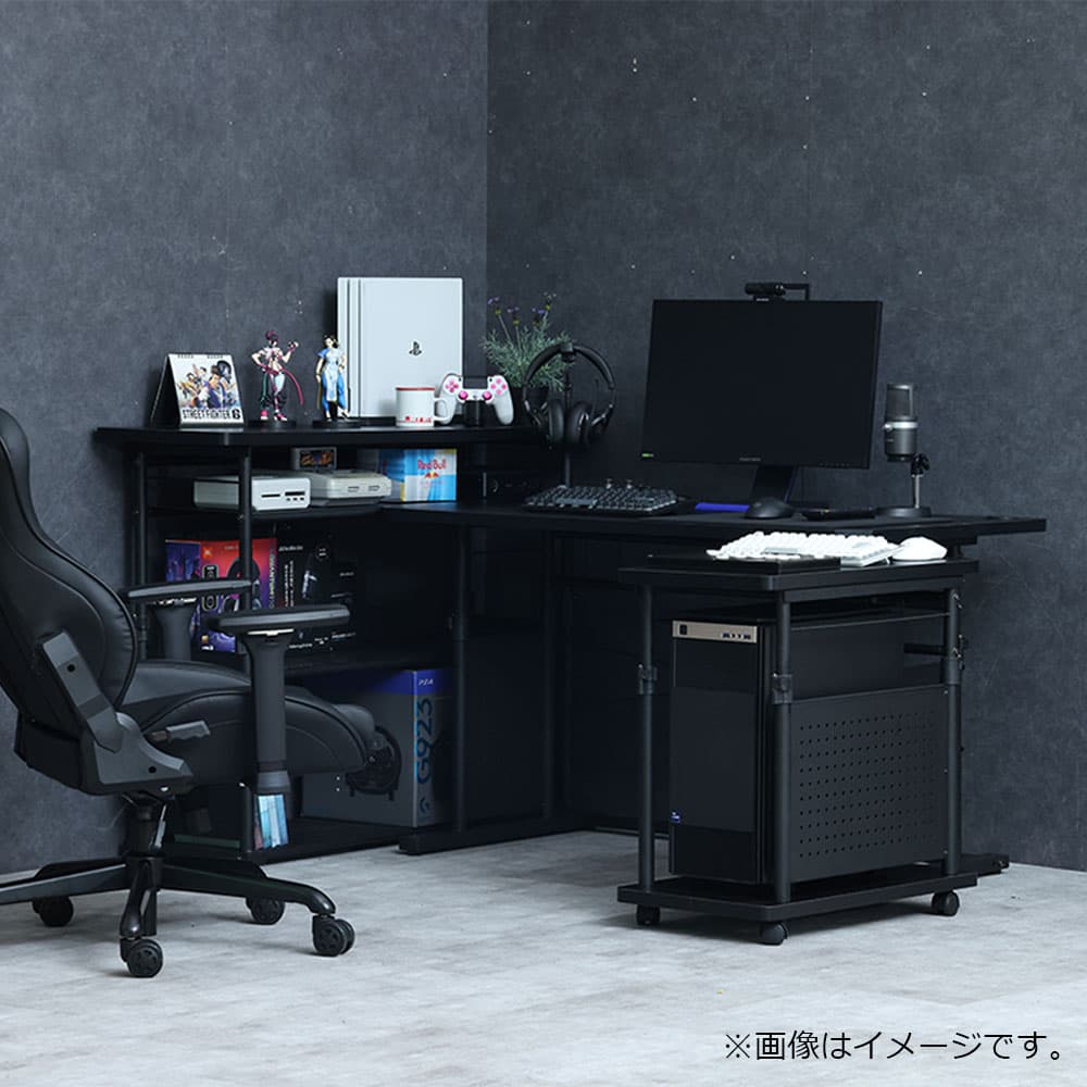 Contieaks(コンティークス)昇降式ゲーミングPCワゴン「CTG-W BK」幅35cm 高さ68〜95.5cm