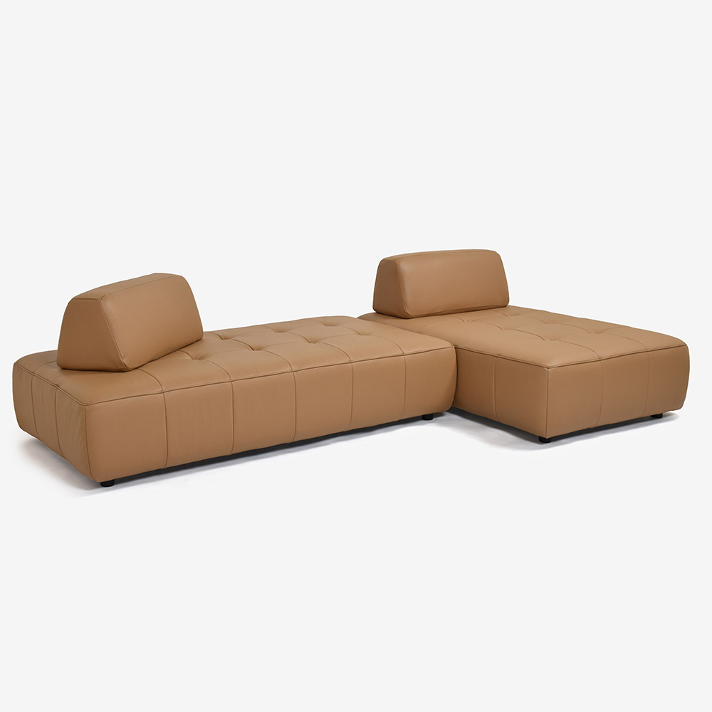 ソファ4点セット「ボラボラ」ソファベース＋ラブソファベース＋背クッション2個 幅298cm 革#H-674E キャメル色【お手入れキットの特典付き】