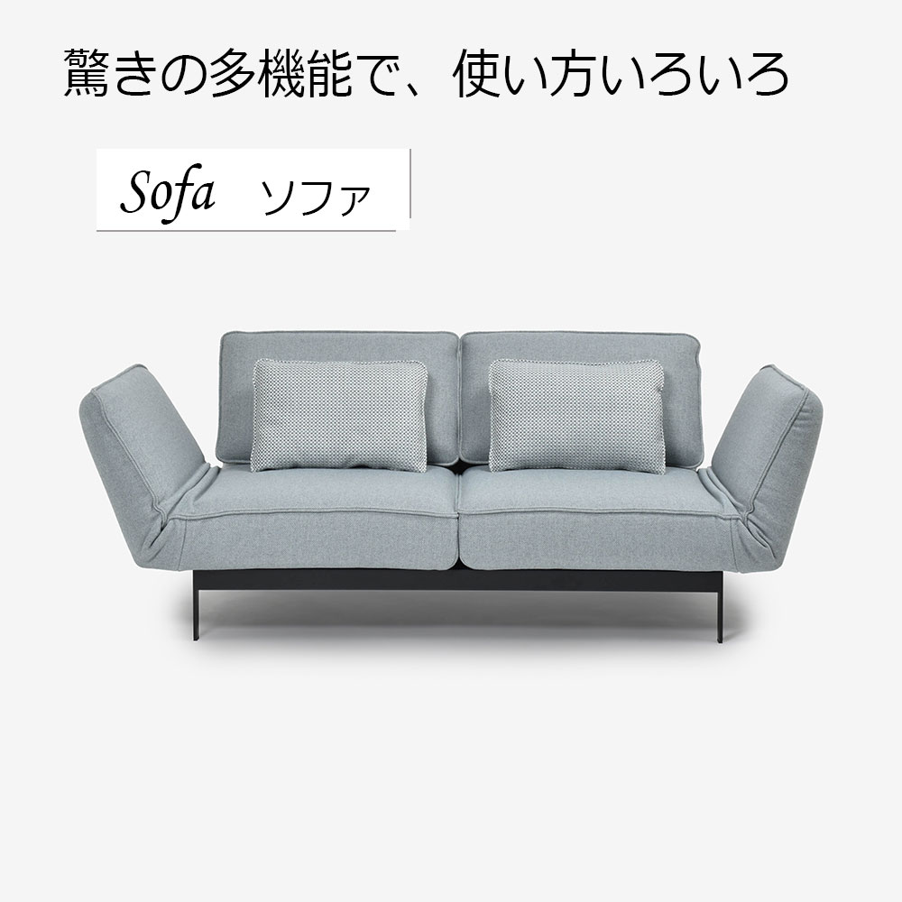 ROLF BENZ（ロルフベンツ）ソファ「MERA-N メラN」幅200cm 布#28.103 本体ストーングレー色　※クッション2個付