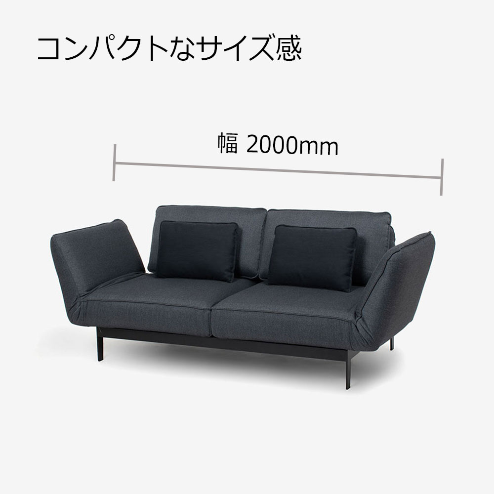 ROLF BENZ(ロルフベンツ)ソファ「MERA-N メラN」幅200cm 布#26.502 本体グラファイトグレー色 ※クッション2個付