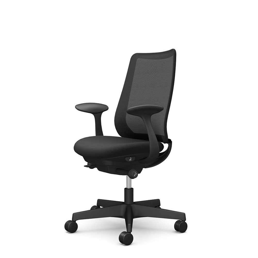 「ポータム CF21ZR」スタンダードバック 背メッシュタイプ ボディ・脚/ブラック 張地/FKA1(ブラック) ウレタンキャスター デザインアーム ランバーサポートなし 【受注生産品】Okamura(オカムラ)