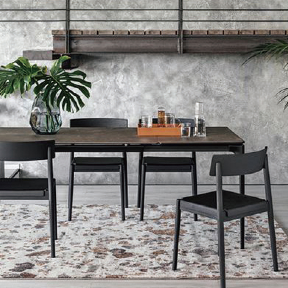 Calligaris(カリガリス)伸長式ダイニングテーブル「Silhouette CS4125-R」 幅160-220cm 天板セラミックガラス