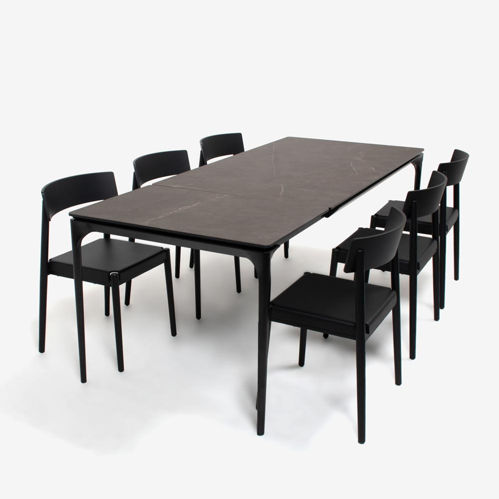 Calligaris(カリガリス)伸長式ダイニングテーブル「Silhouette CS4125-R」 幅160-220cm 天板セラミックガラス