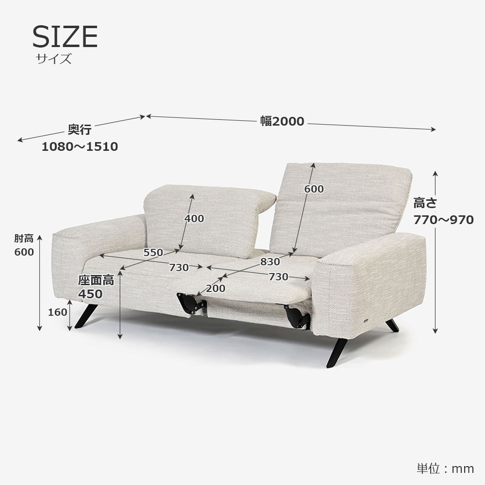 himolla(ヒモラ)電動ソファ 2.5人掛け「シグナ model.1552」幅200cm 布#24オフ【お手入れキットの特典付き】