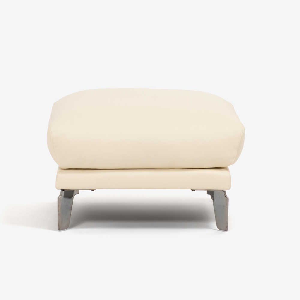 erba(エルバイタリア)オットマン「オーロラ」革 クリーム色【お手入れキットの特典付き】