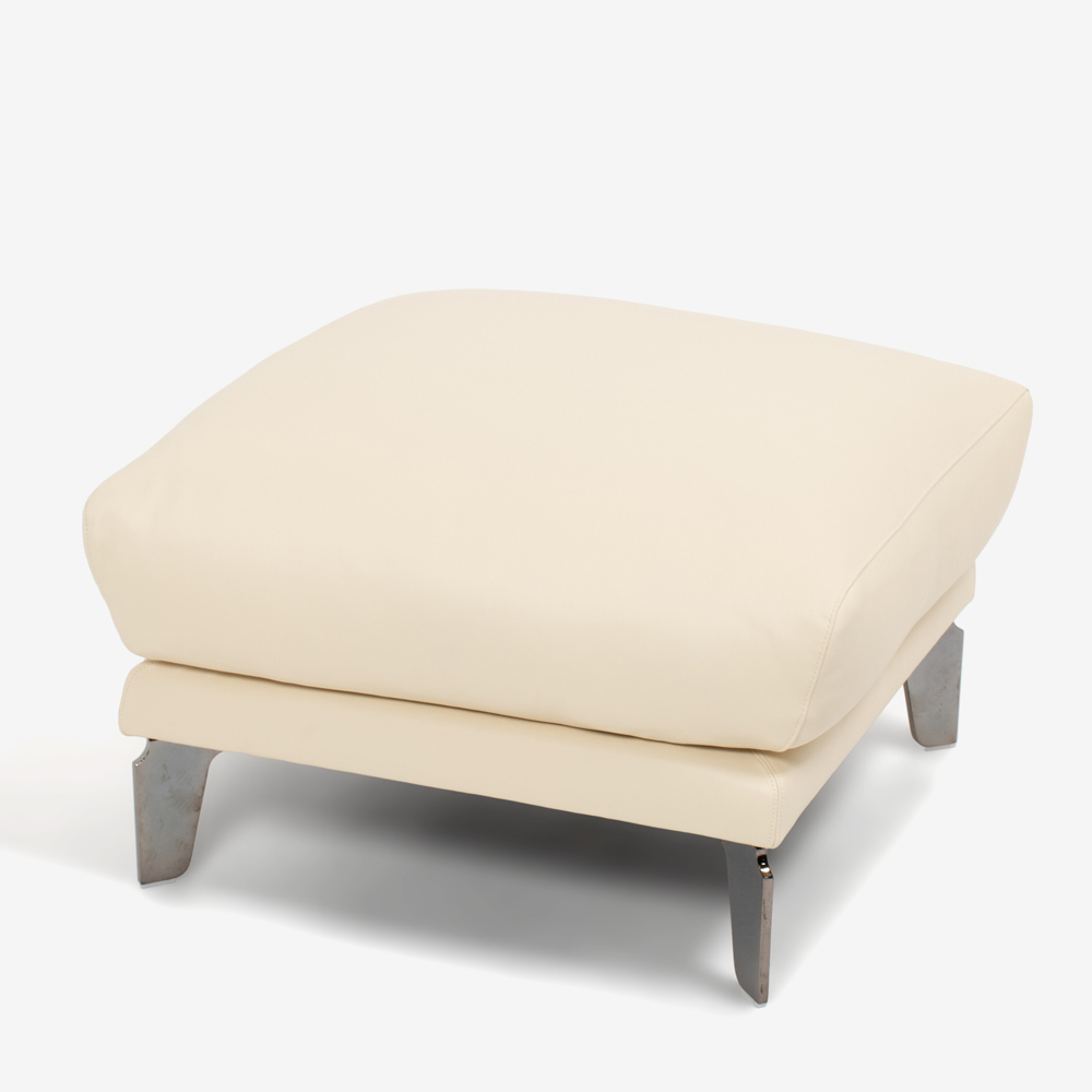 erba(エルバイタリア)オットマン「オーロラ」革 クリーム色【お手入れキットの特典付き】