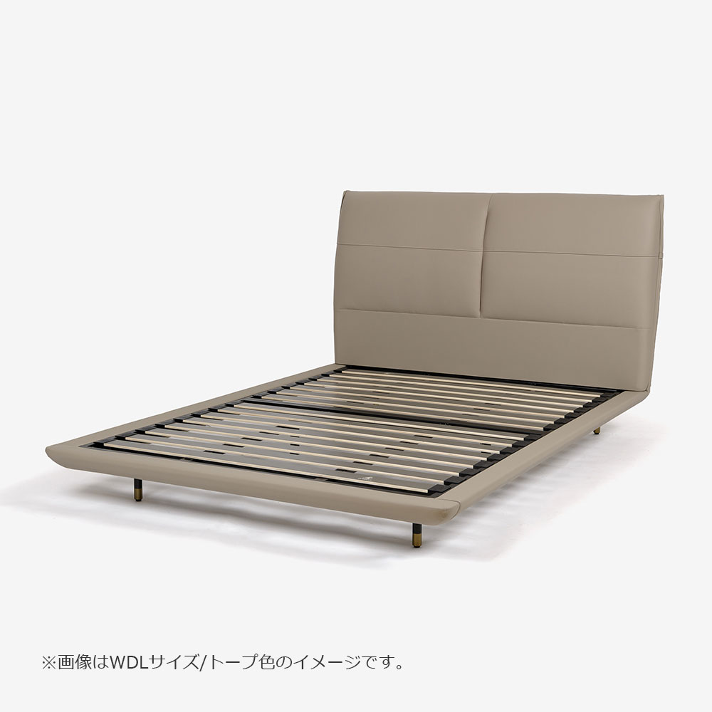 ベッドフレーム「アウラ」半革張り スラットベース 全6サイズ 全2色