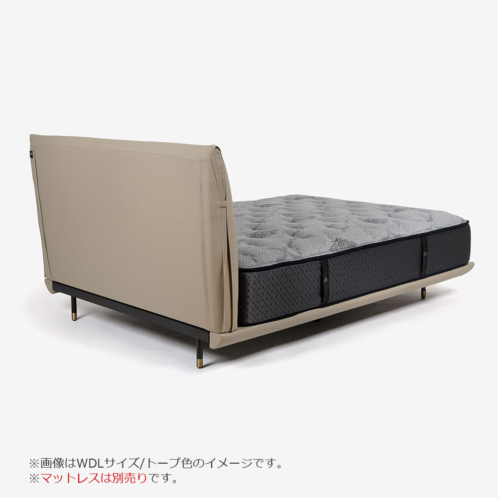 ベッドフレーム「アウラ」半革張り スラットベース 全6サイズ 全2色
