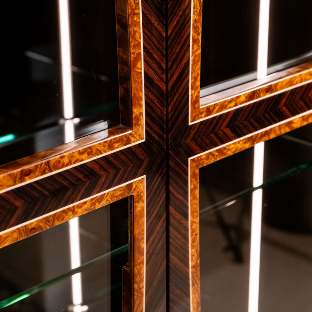 キャビネット「CROSS クロス」幅96cm 黒檀/マーブルウッド LEDライト付き【受注生産品】【セール対象品のため5%OFF】