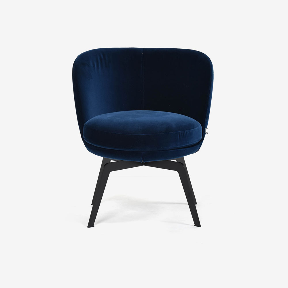ROLF BENZ（ロルフベンツ）ラウンジチェア「562」回転式 幅63cm 布＃17.407 ブラックブルー色 / 脚メタルブラック