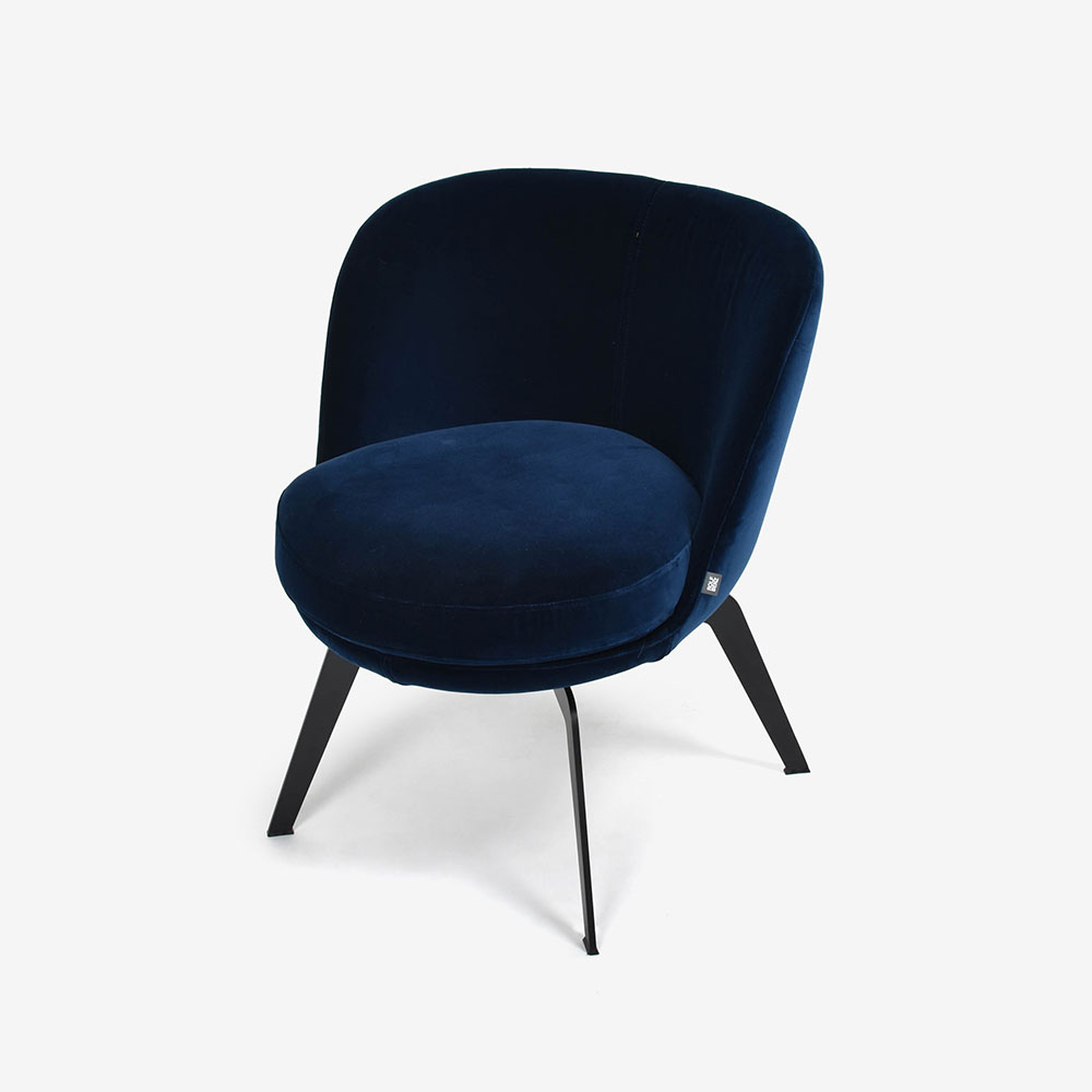 ROLF BENZ（ロルフベンツ）ラウンジチェア「562」回転式 幅63cm 布＃17.407 ブラックブルー色 / 脚メタルブラック