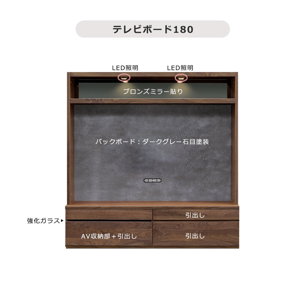 テレビボード「ピエドラ」ウォールナット材 3点セット 幅270cm【セール対象品のため5%OFF】