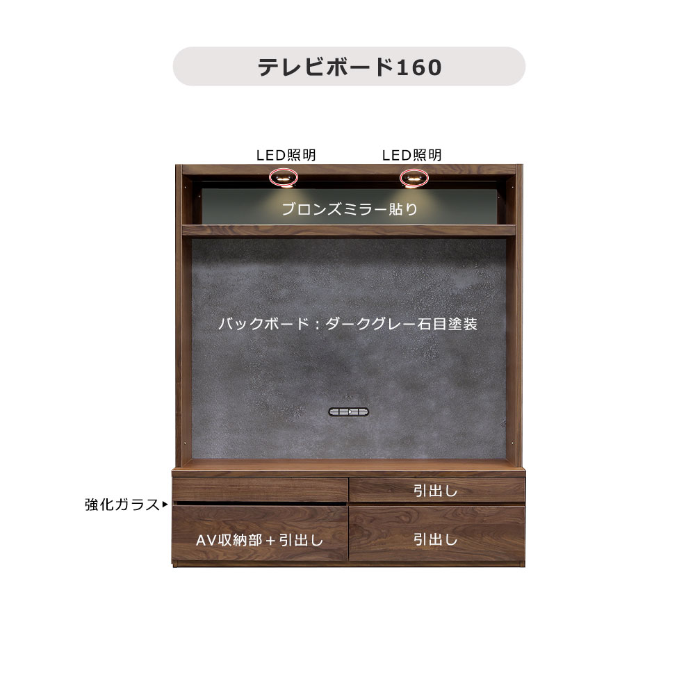 テレビボード「ピエドラ」ウォールナット材 3点セット 幅250cm【セール対象品のため5%OFF】
