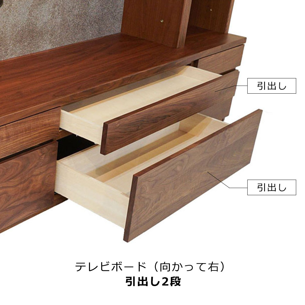 テレビボード「ピエドラ」ウォールナット材 3点セット 幅250cm【セール対象品のため5%OFF】