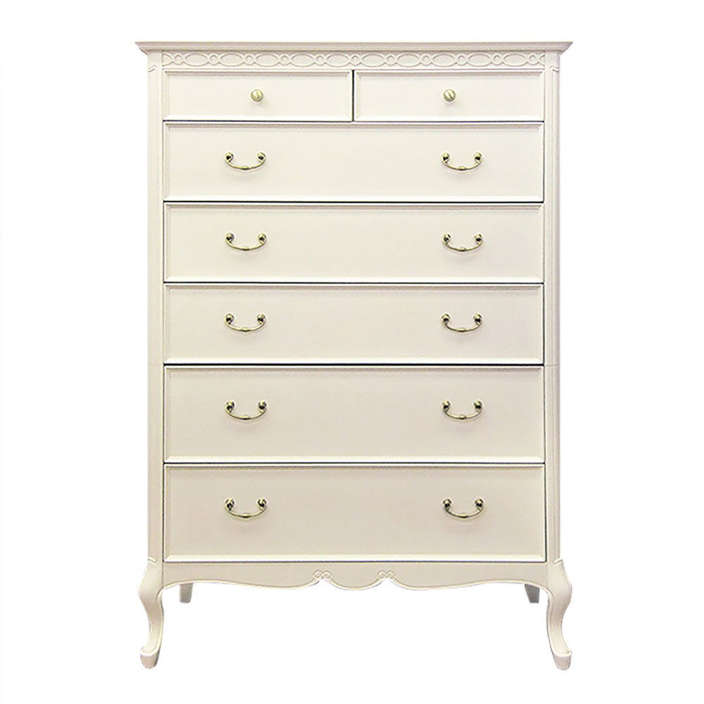 ハイチェスト「フルール90 WH」幅90cm リンデン材ホワイトウォッシュ色【セール対象品のため5%OFF】