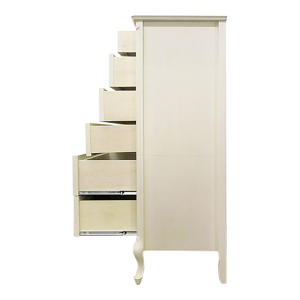ハイチェスト「フルール90 WH」幅90cm リンデン材ホワイトウォッシュ色【セール対象品のため5%OFF】