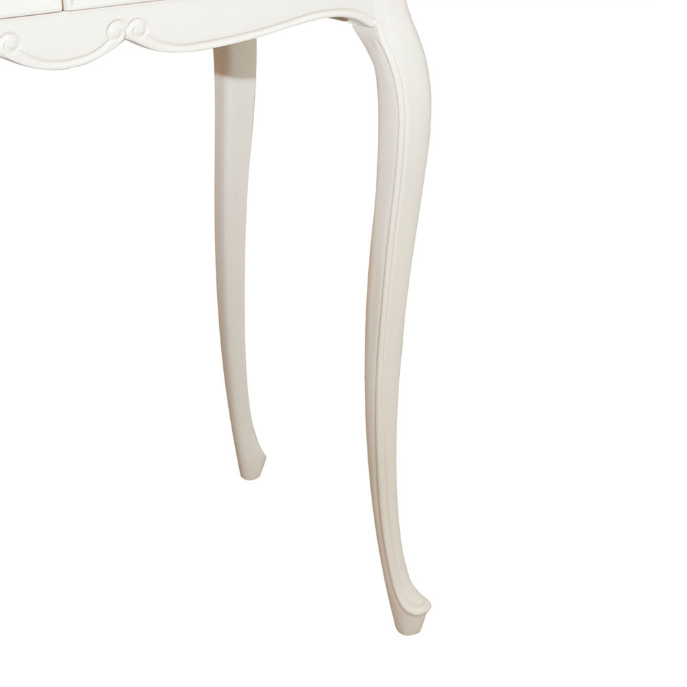 リビングデスク「フルール75 WH」幅75cm リンデン材ホワイトウォッシュ色
