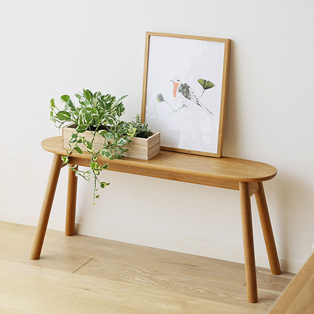 スツール「ルーベ  90Vワイド」幅90cm 高さ42cm ホワイトオーク材
