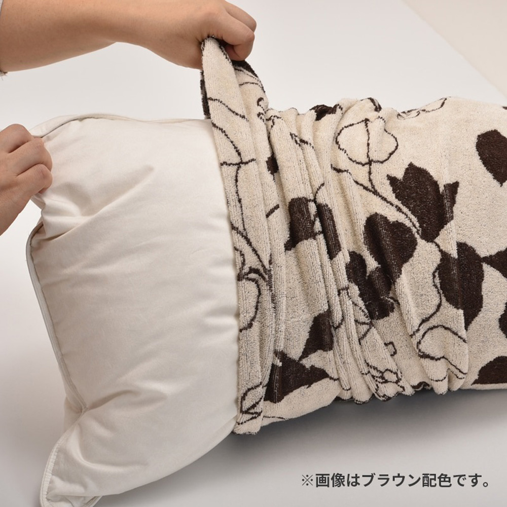 まくらカバー（筒形）「のびのびタオルピローケース  ME03」レッド  nishikawa（西川）