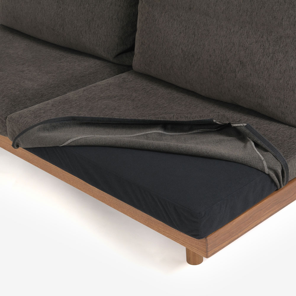 MASTERWAL(マスターウォール)3シーターソファ「DANISH GRANDE SOFA デニッシュグランデソファ DGSO-3S180-WN」幅180cm 布#3SUBLIM 53ダークセピア ウォールナット材オイル仕上げ【受注生産品】