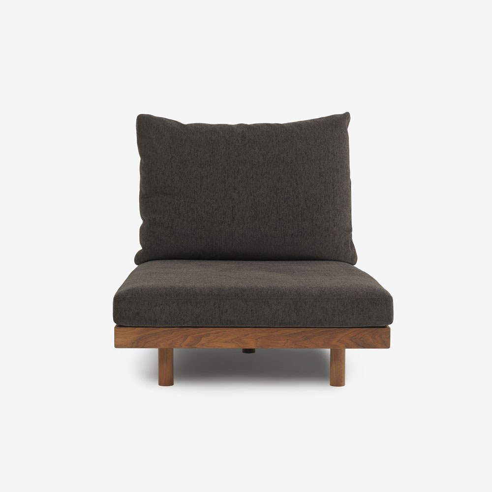 MASTERWAL(マスターウォール)アームレスカウチ「DANISH GRANDE SOFA デニッシュグランデソファ DGSO-ALCC90-WN」幅90cm 布#3SUBLIM 53ダークセピア ウォールナット材オイル仕上げ【受注生産品】
