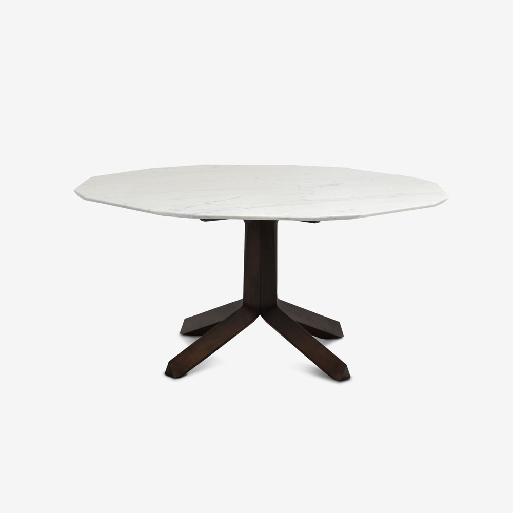 PoltronaFrau(ポルトローナ・フラウ)ダイニングテーブル 「オセロ」八角形 大理石アラベスカート 脚アッシュ材モカ色
