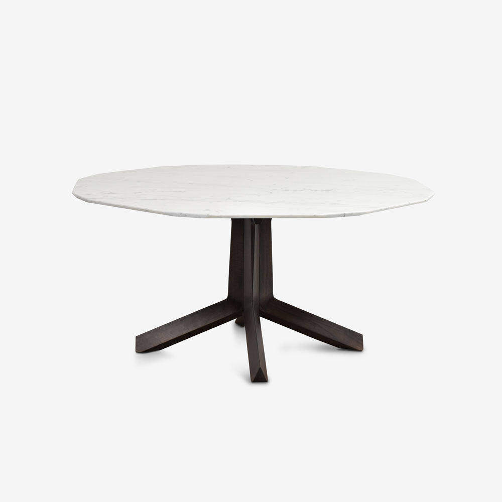 PoltronaFrau(ポルトローナ・フラウ)ダイニングテーブル 「オセロ」八角形 大理石アラベスカート 脚アッシュ材モカ色