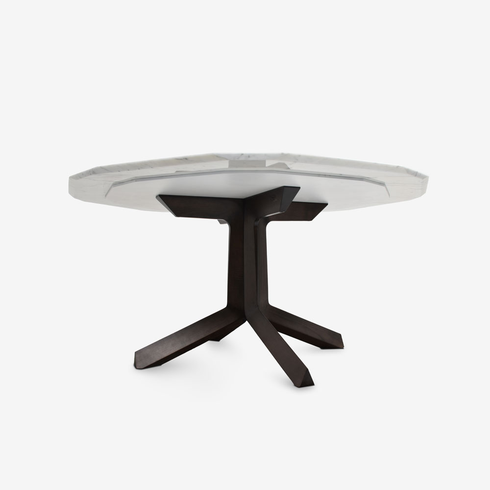 PoltronaFrau(ポルトローナ・フラウ)ダイニングテーブル 「オセロ」八角形 大理石アラベスカート 脚アッシュ材モカ色