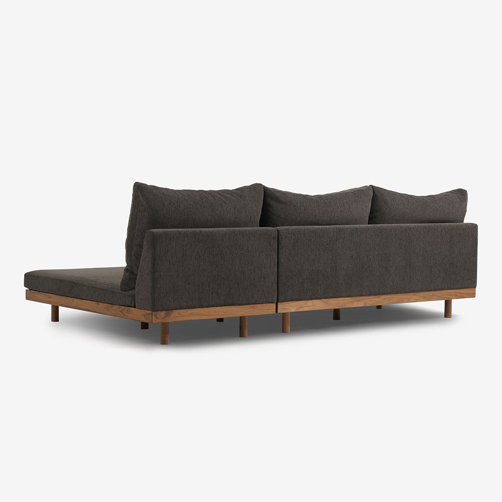 MASTERWAL(マスターウォール)カウチソファ2点セット「DANISH GRANDE SOFA デニッシュグランデソファ DGSO-3S180-WN/DGSO-ALCC90-WN」幅270cm 布#3SUBLIM 53ダークセピア ウォールナット材オイル仕上げ【受注生産品】