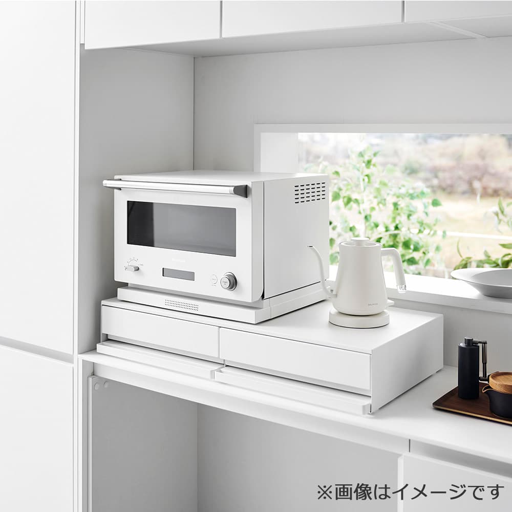 引出し&スライドテーブル「タワー 1697」ホワイト 80x37cm
