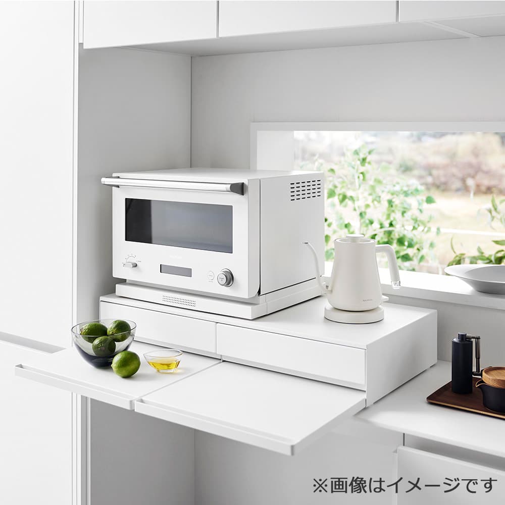 引出し&スライドテーブル「タワー 1697」ホワイト 80x37cm