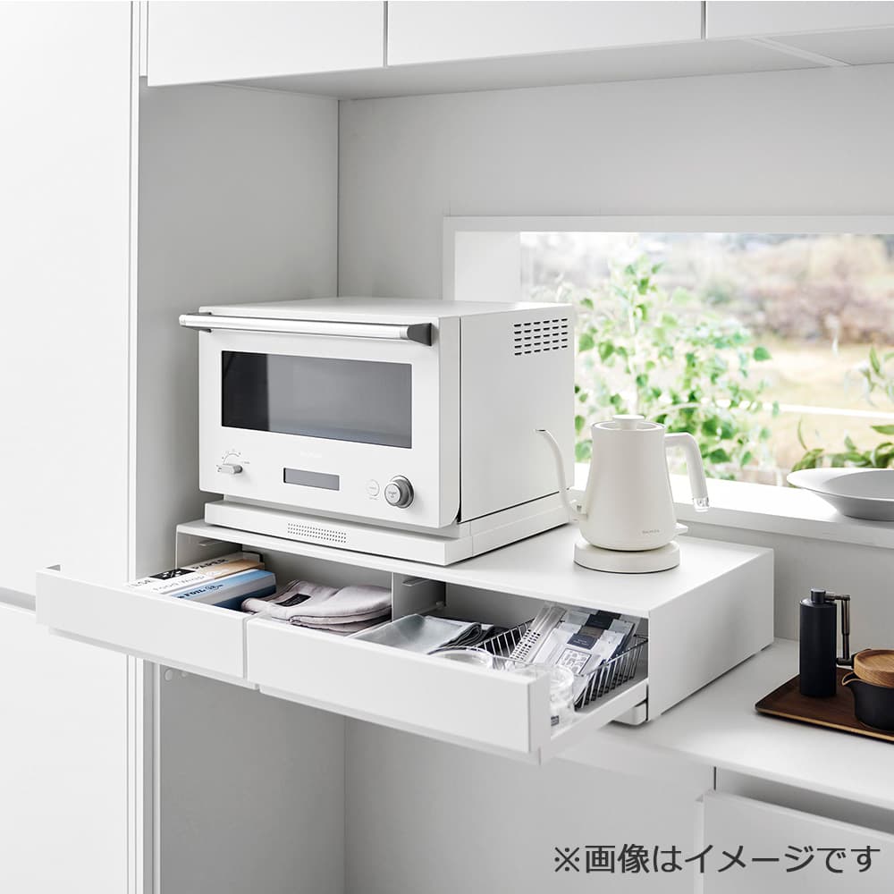 引出し&スライドテーブル「タワー 1697」ホワイト 80x37cm