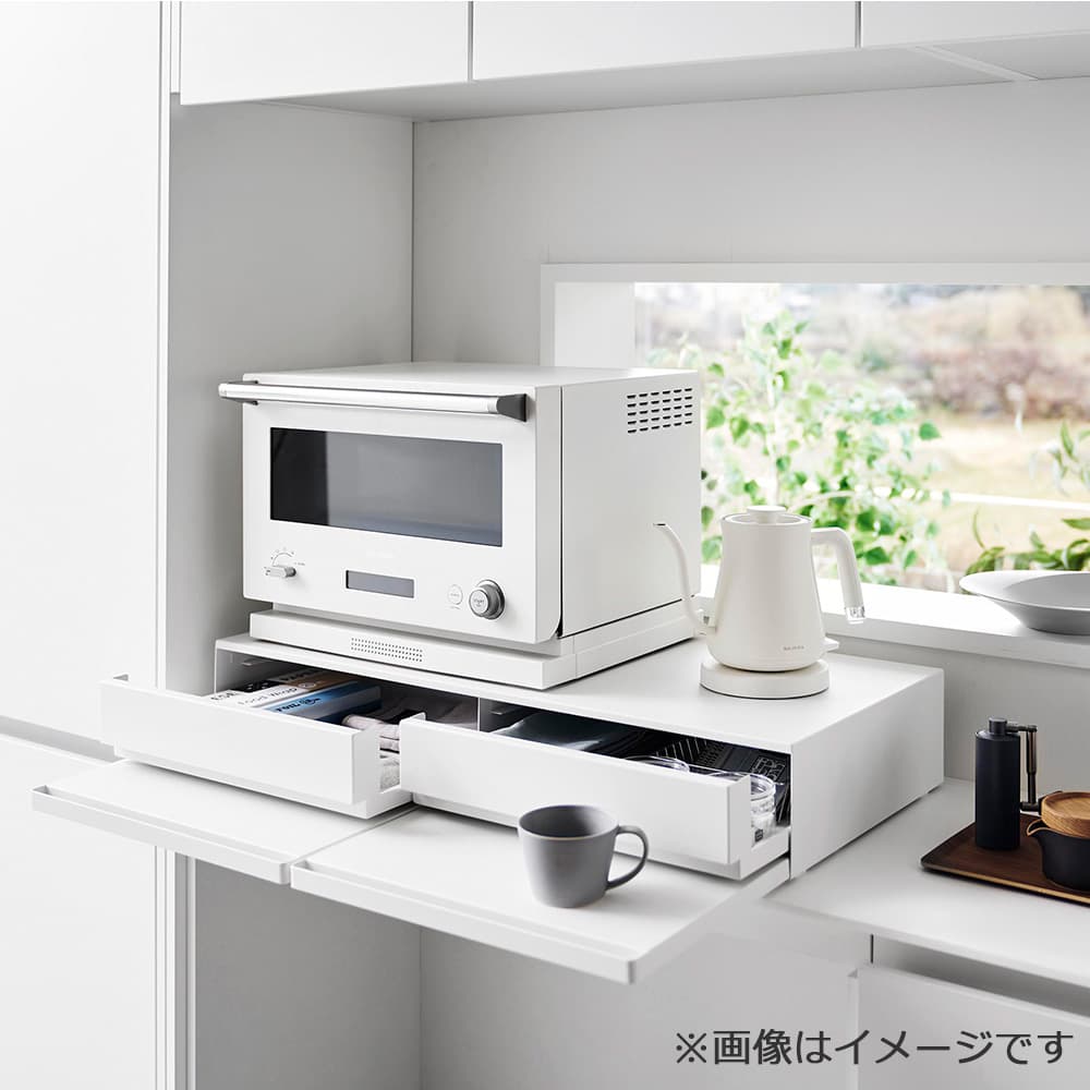 引出し&スライドテーブル「タワー 1697」ホワイト 80x37cm