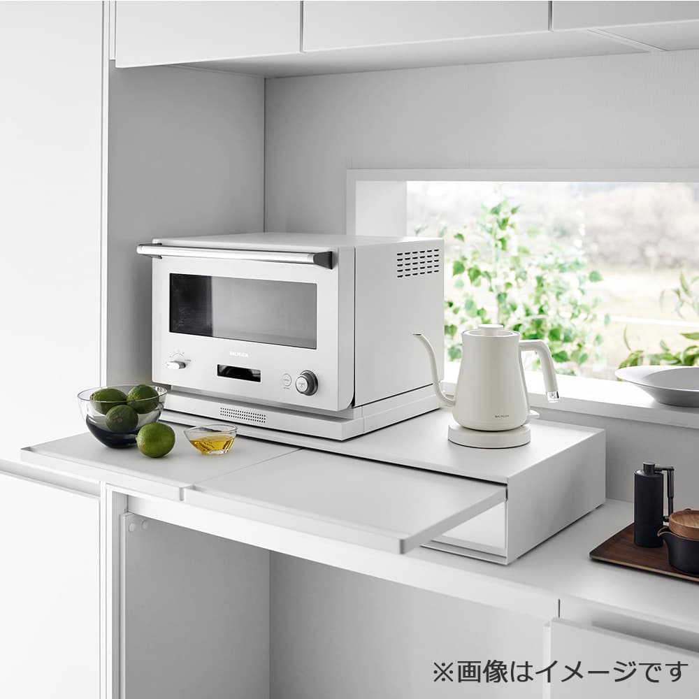 引出し&スライドテーブル「タワー 1697」ホワイト 80x37cm