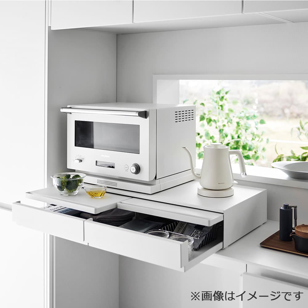 引出し&スライドテーブル「タワー 1697」ホワイト 80x37cm