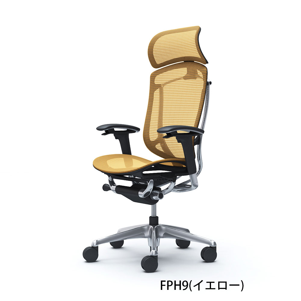 「コンテッサセコンダ」座面/メッシュ フレーム/ポリッシュ ボディーカラー/ブラック 大型ヘッドレスト 張地全13色 ランバーサポート有・無【受注生産品】okamura(オカムラ)