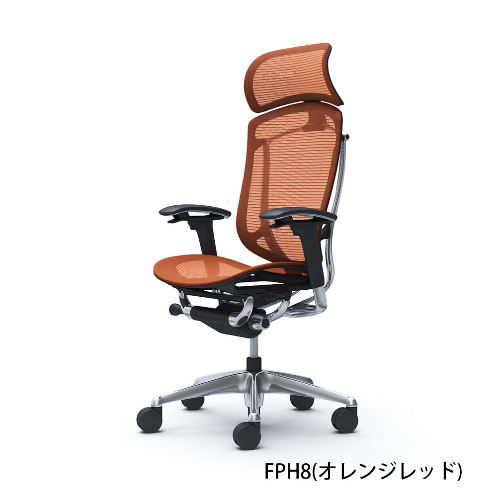 「コンテッサセコンダ」座面/メッシュ フレーム/ポリッシュ ボディーカラー/ブラック 大型ヘッドレスト 張地全13色 ランバーサポート有・無【受注生産品】okamura(オカムラ)